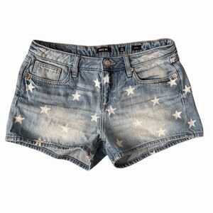 Miss Me Denim Shorts Womens Size 28 Blue Star Print Low Rise 5-Pocket